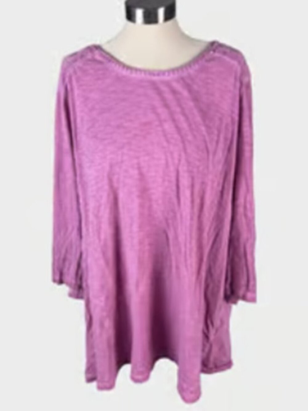 Catherines Top ~ Women's 2X (22/24W) ~ Pink ~ Rounded Neck ~ 3/4 Sleeve ~ Cotton